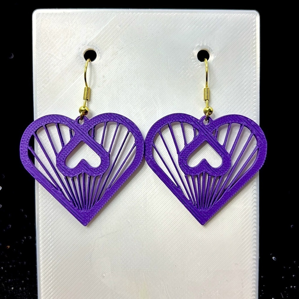 Purple Heart Earrings - Picture 4 of 5